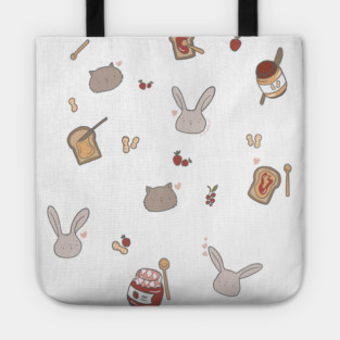 PB and J Cat and Bunny Pattern Tote