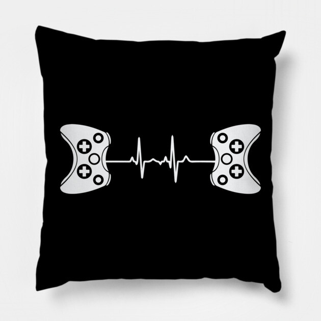 2 controllers Gamer Heartbeat Pillow by UrbanLifeApparel