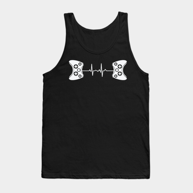 2 controllers Gamer Heartbeat Tank Top by UrbanLifeApparel