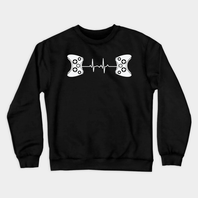 2 controllers Gamer Heartbeat Crewneck Sweatshirt by UrbanLifeApparel