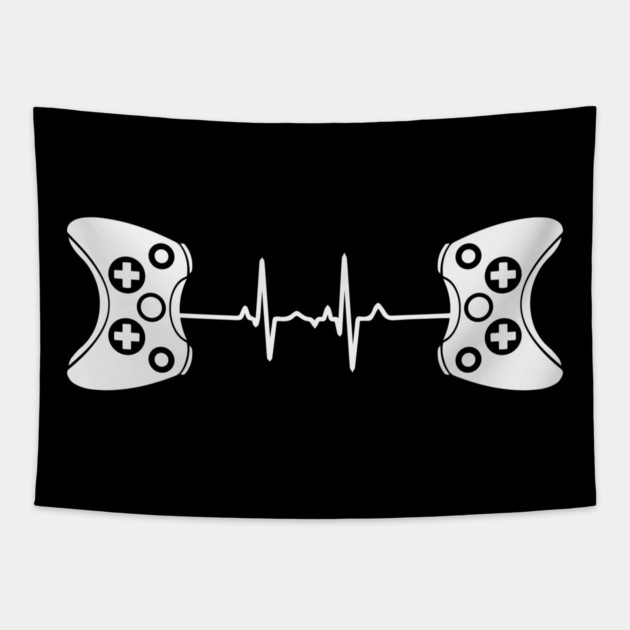 2 controllers Gamer Heartbeat Tapestry by UrbanLifeApparel