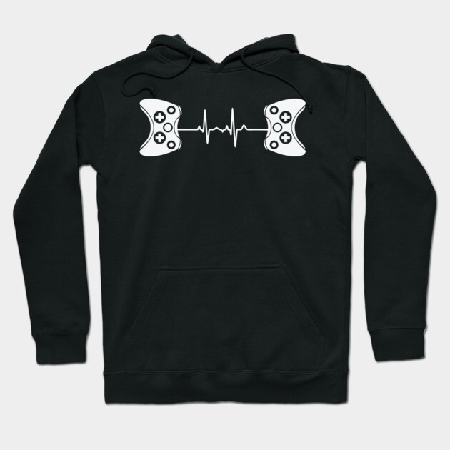 2 controllers Gamer Heartbeat Hoodie by UrbanLifeApparel