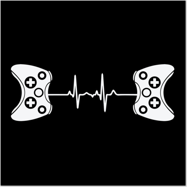 2 controllers Gamer Heartbeat Wall Art by UrbanLifeApparel