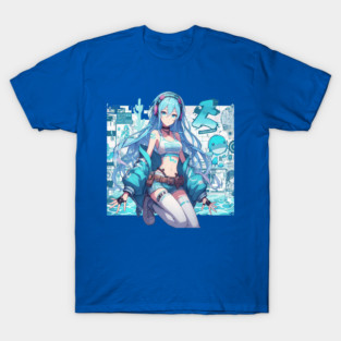 Aqua Waifu Girl T-Shirt