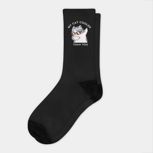 My-Cat-Cooler-Than-You Socks by Creatifly Graphic Tees