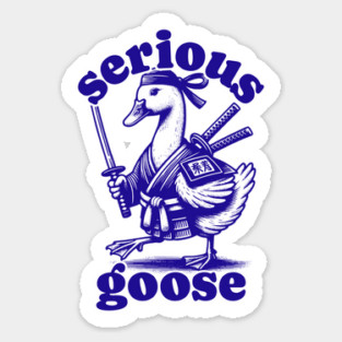 Vintage Serious Goose Design (Blue Variant) Sticker