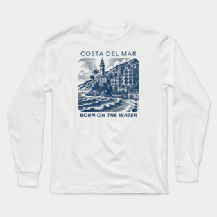 COSTA DEL MAR Born on the Water Vintage Distressed Style Long Sleeve T-Shirt