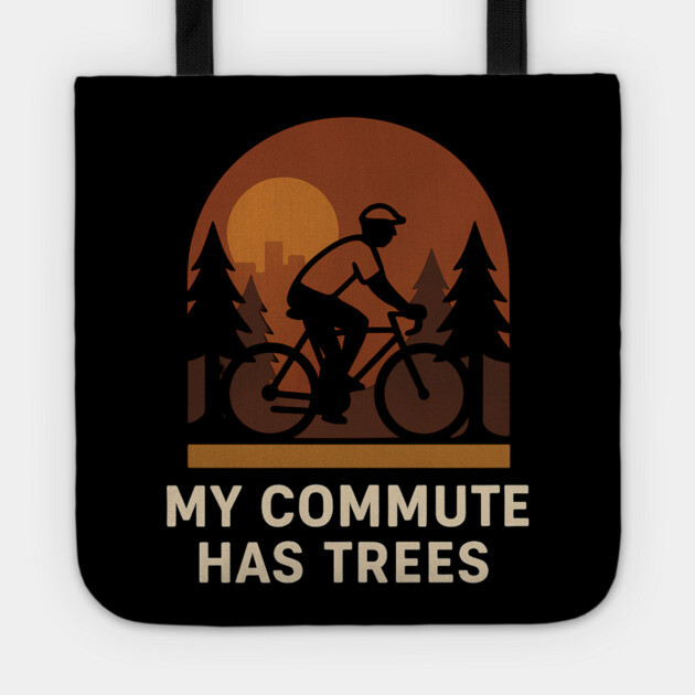 My Commute Has Trees – Eco-Friendly Cycling T-Shirt Tote by Hobby Helpers Merch