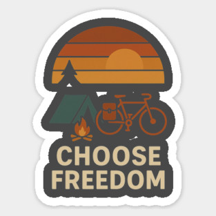 Choose Freedom – Retro Bikepacking & Camping Adventure Shirt Magnet