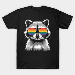 Funny Raccoon LGBT Sunglasses Rainbow Flag Gay Pride Month T-Shirt
