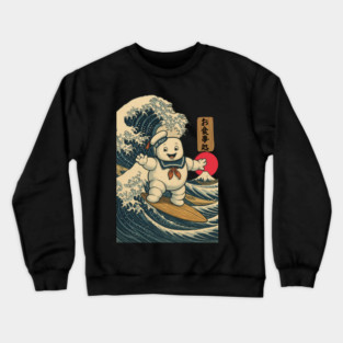 Japan-Marshmallow-Surfing-In The Great-Wave-Off-Nakagama Crewneck Sweatshirt