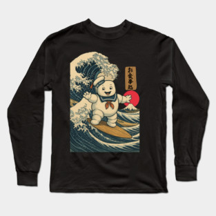 Japan-Marshmallow-Surfing-In The Great-Wave-Off-Nakagama Long Sleeve T-Shirt
