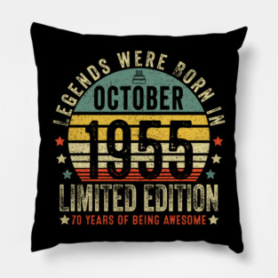 70th Birthday Gifts Vintage October 1955 70 Years Old Men Pillow