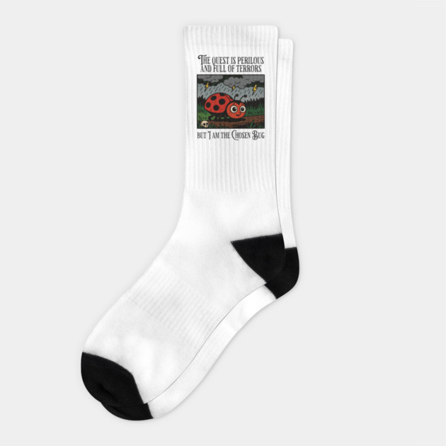The Quest Is Perilous and Full of Terrors, funny ladybug Socks by Luxinda