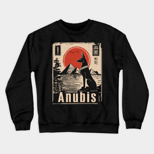 Ancient Egypt Anubis - Vintage Japanese-Inspired Mythology Art Crewneck Sweatshirt