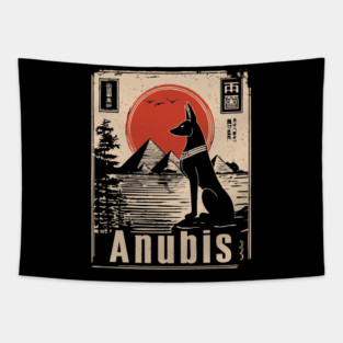 Ancient Egypt Anubis - Vintage Japanese-Inspired Mythology Art Tapestry