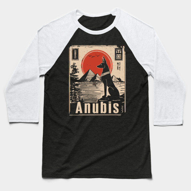 Ancient Egypt Anubis - Vintage Japanese-Inspired Mythology Art Baseball T-Shirt by TuncGK