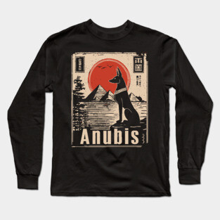 Ancient Egypt Anubis - Vintage Japanese-Inspired Mythology Art Long Sleeve T-Shirt