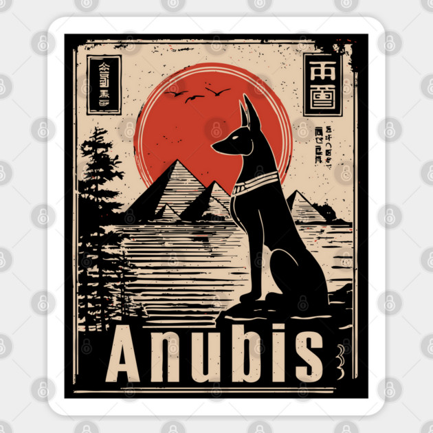 Ancient Egypt Anubis - Vintage Japanese-Inspired Mythology Art Sticker by TuncGK