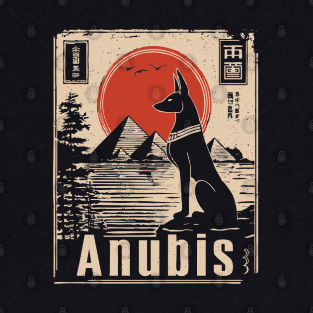 Ancient Egypt Anubis - Vintage Japanese-Inspired Mythology Art by TuncGK