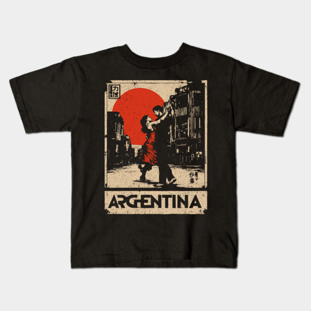 Vintage Argentina Tango - Japanese-Inspired Travel Poster Art Kids T-Shirt by TuncGK