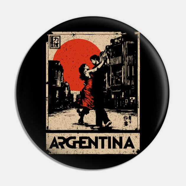 Vintage Argentina Tango - Japanese-Inspired Travel Poster Art Pin by TuncGK