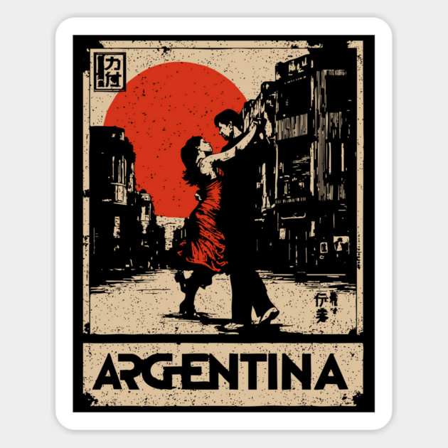 Vintage Argentina Tango - Japanese-Inspired Travel Poster Art Magnet by TuncGK