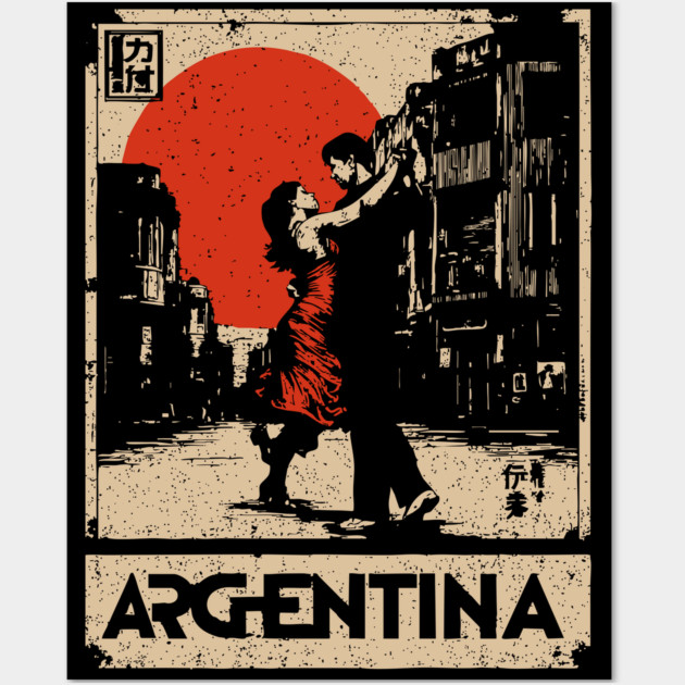 Vintage Argentina Tango - Japanese-Inspired Travel Poster Art Wall Art by TuncGK