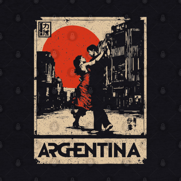 Vintage Argentina Tango - Japanese-Inspired Travel Poster Art by TuncGK