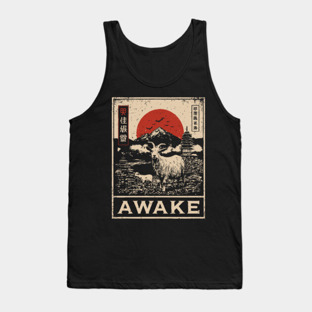 Awake Himalayan - Mystical Mountain Yak Japanese Art Style Tank Top by TuncGK