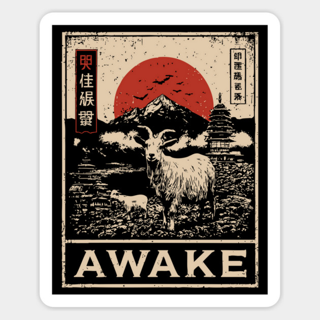 Awake Himalayan - Mystical Mountain Yak Japanese Art Style Magnet by TuncGK