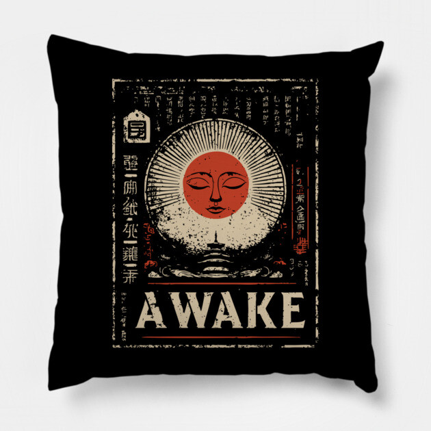 Awake Spiritual Mandala - Japanese Style Meditation Art Pillow by TuncGK