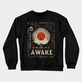 Awake Spiritual Mandala - Japanese Style Meditation Art Crewneck Sweatshirt