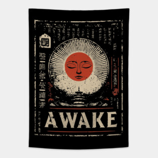 Awake Spiritual Mandala - Japanese Style Meditation Art Tapestry