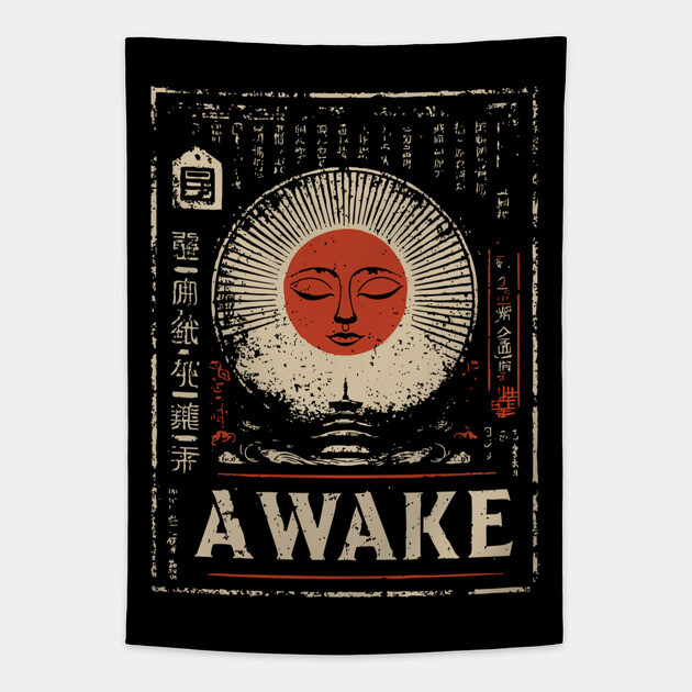 Awake Spiritual Mandala - Japanese Style Meditation Art Tapestry by TuncGK