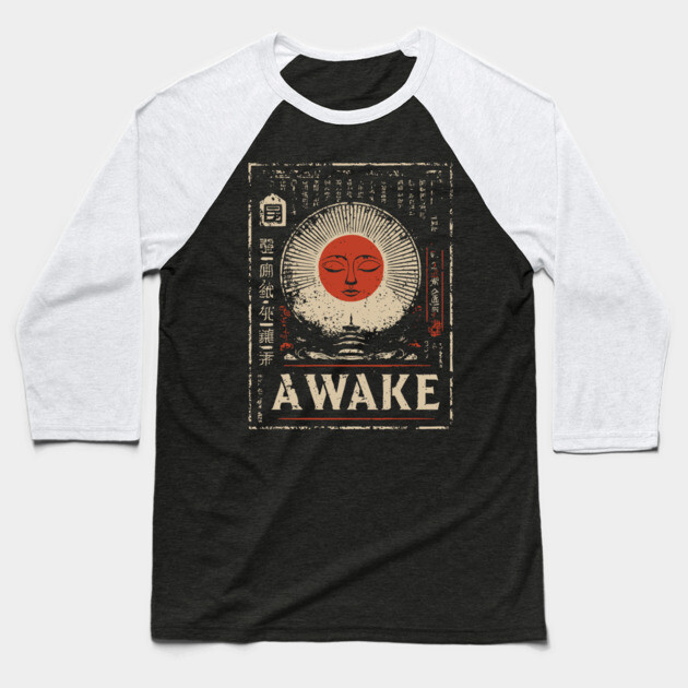 Awake Spiritual Mandala - Japanese Style Meditation Art Baseball T-Shirt by TuncGK