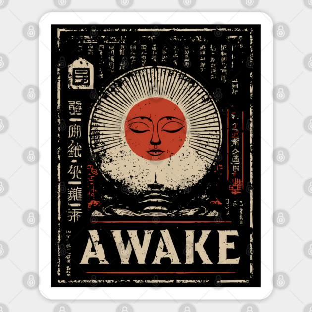 Awake Spiritual Mandala - Japanese Style Meditation Art Sticker by TuncGK