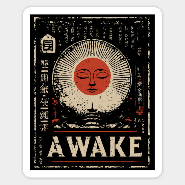 Awake Spiritual Mandala - Japanese Style Meditation Art Magnet by TuncGK