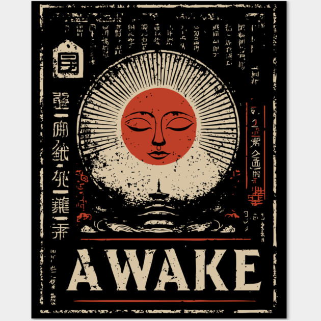Awake Spiritual Mandala - Japanese Style Meditation Art Wall Art by TuncGK