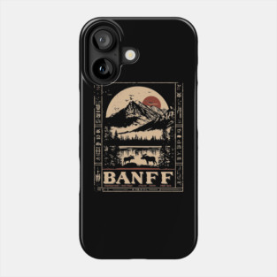 Banff National Park - Japanese-Inspired Mountain Landscape Art Phone Case