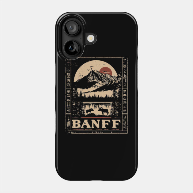Banff National Park - Japanese-Inspired Mountain Landscape Art Phone Case by TuncGK