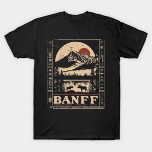 Banff National Park - Japanese-Inspired Mountain Landscape Art T-Shirt