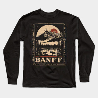 Banff National Park - Japanese-Inspired Mountain Landscape Art Long Sleeve T-Shirt