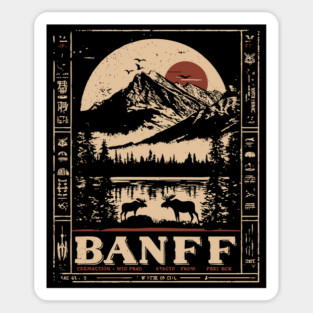 Banff National Park - Japanese-Inspired Mountain Landscape Art Sticker