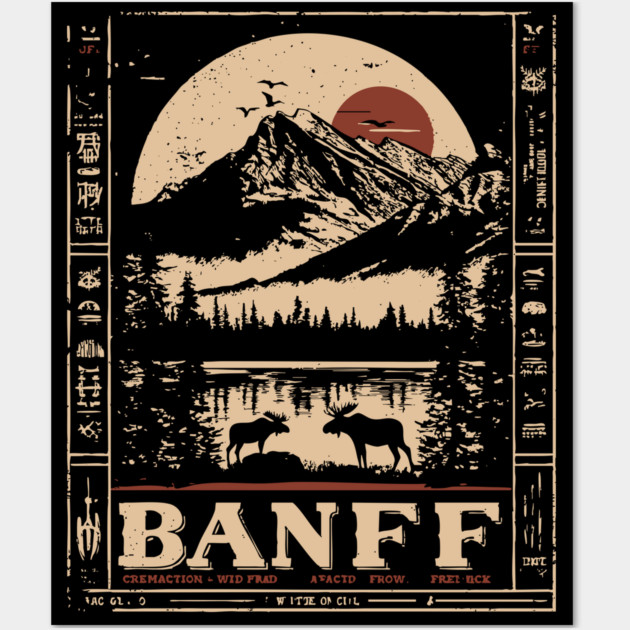 Banff National Park - Japanese-Inspired Mountain Landscape Art Wall Art by TuncGK