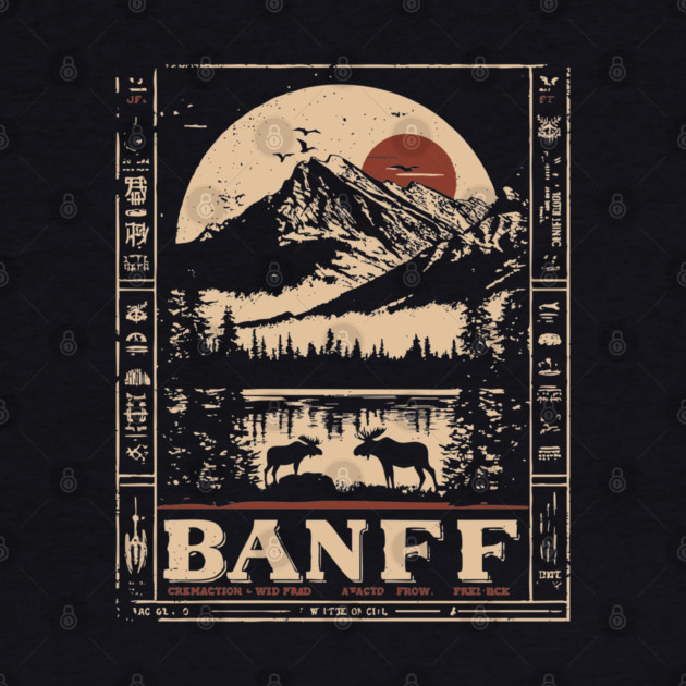 Banff National Park - Japanese-Inspired Mountain Landscape Art by TuncGK