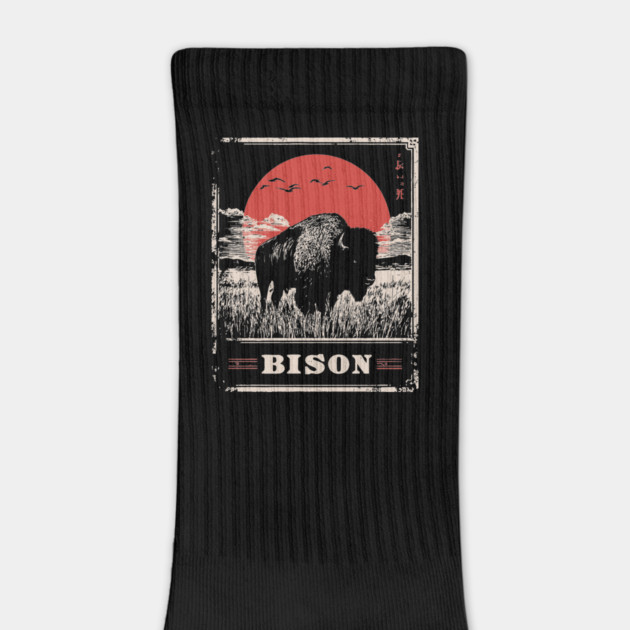 American Bison - Vintage Japanese-Style Wildlife Art by TuncGK