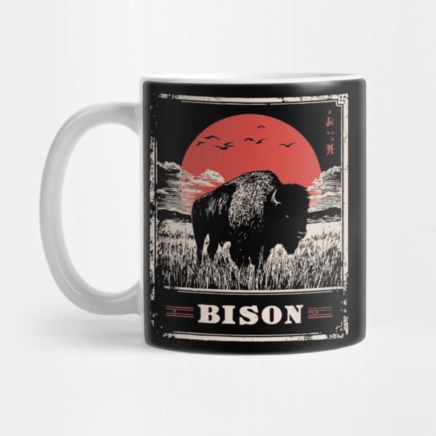 American Bison - Vintage Japanese-Style Wildlife Art by TuncGK