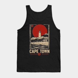 Cape Town Lighthouse - Vintage Japanese-Style South African Travel Art Tank Top