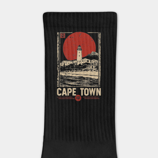 Cape Town Lighthouse - Vintage Japanese-Style South African Travel Art by TuncGK